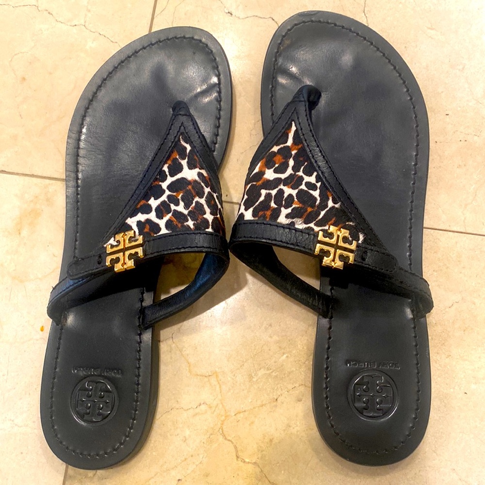 Tory burch leopard sandals 7.5